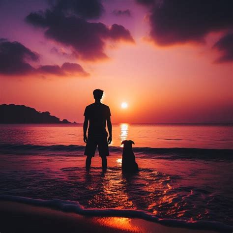 Premium Photo Hombre Y Su Perro En El Mar