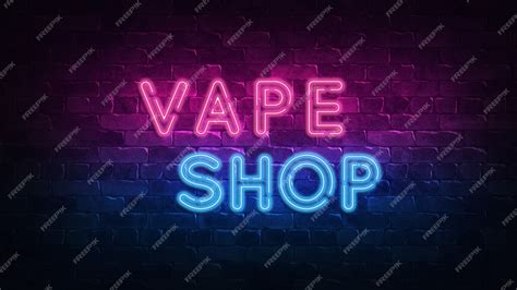 Premium Photo Vape Shop Neon Sign Purple And Blue Glow