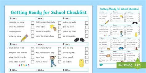 Getting Ready for School Checklist (teacher made)