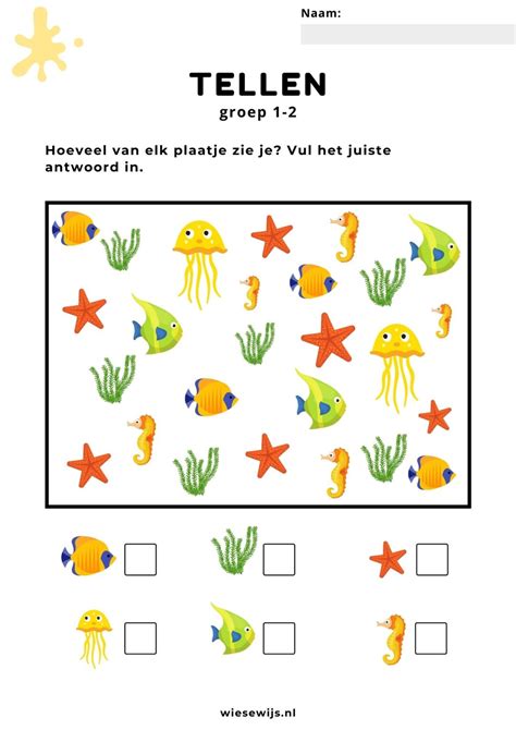 Werkblad Tellen Groep 1 2 I Spy Zoekplaat Thema Onderwater Wiesewijs