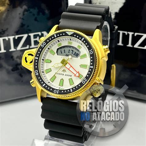 Comprar Relógio Citizen Aqualand dourado branco serie ouro 2023 p aço