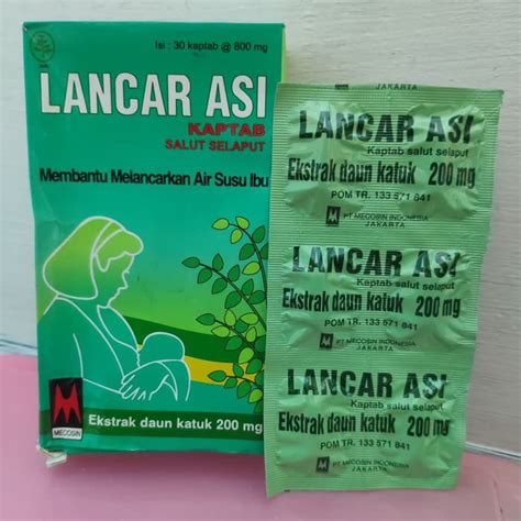 Jual Lancar Asi Kaptab Salut Selaput Ekstrak Daun Katuk 800mg 1 Strip