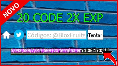 20 Novos Codigos De 2x Xp No Blox Fruits Blox Fruit Code Youtube