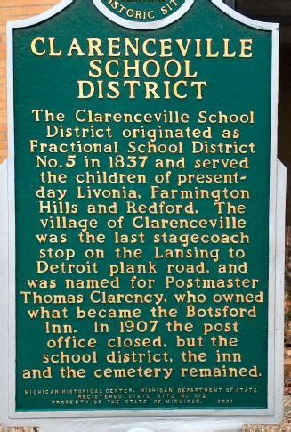 Clarenceville School District - Michigan Historical Markers on ...