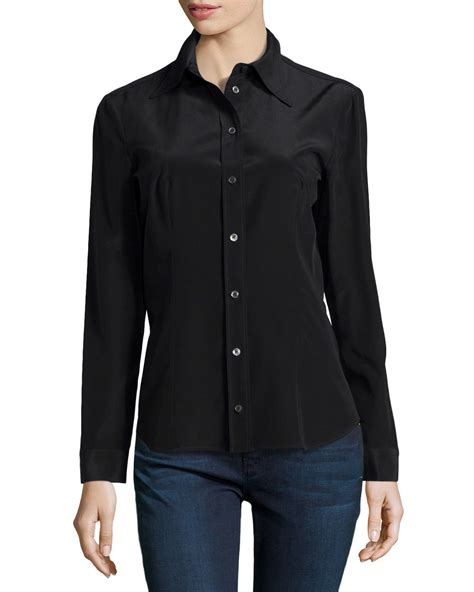 Lyst Michael Kors Long Sleeve Button Down Shirt In Black