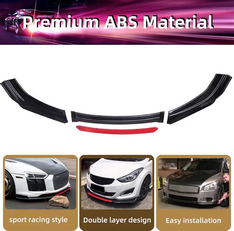 Buy Universal Front Bumper Lip Body Kit ABS Front Spoiler Black Red