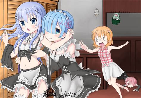 Rem Kafuu Chino Hoto Cocoa Ram Minase Inori And 1 More Re Zero Kara Hajimeru Isekai