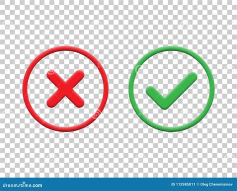 Red And Green Check Marks Isolated On Transparent Background Vector