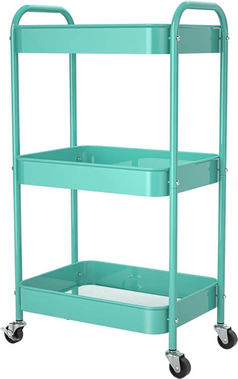 Pnvxnus Tier Rolling Metal Storage Carts With Wheels Multi Functional