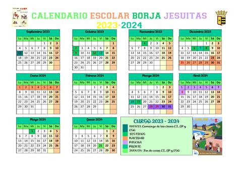 Calendario Escolar Colegio Borja de Gandía