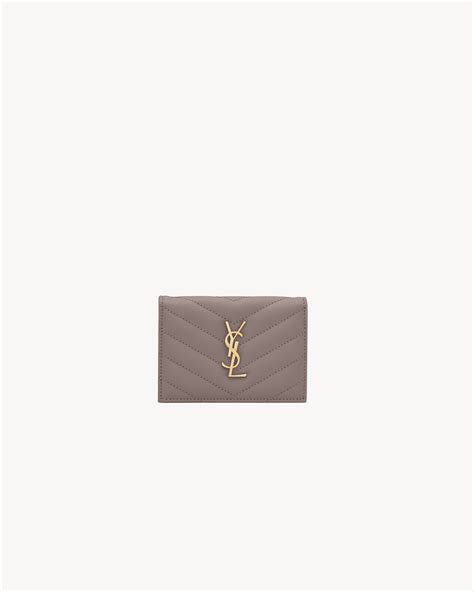 Cassandre Matelassé Business Card Case In Grain De Poudre Leather Saint Laurent