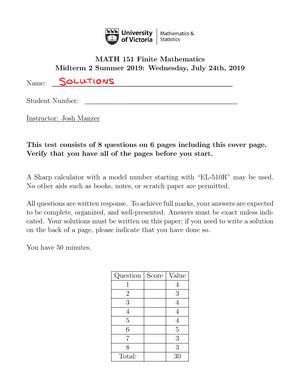 Practice In Class Notes MATH 151 Finite Mathematics HANDBOOK 2022