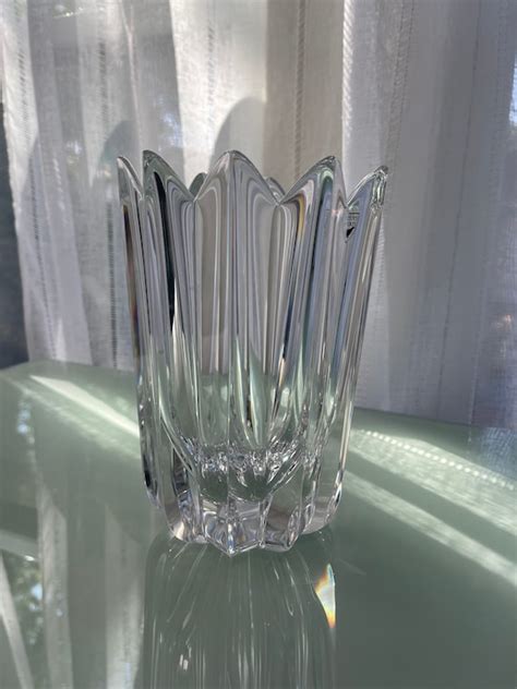 Vintage Orrefors Fleur Crystal Vase Etsy