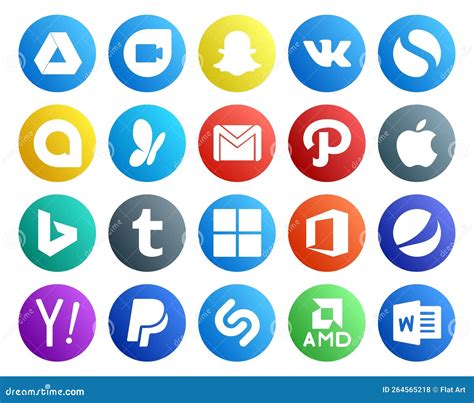 20 Social Media Icon Pack Including Yahoo Office Email Microsoft