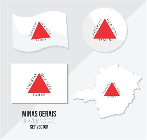 Minas Gerais Brasil Estado Vector Conjunto Bandera S Mbolo Mapa Y