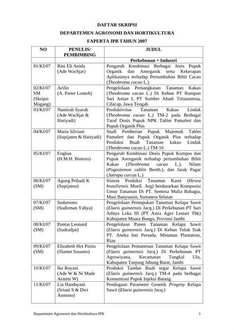 Pdf Daftar Skripsi 2007 Agrohort Ipb Ac Id Skripsi 2007 Pdf