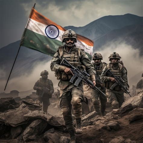 Premium Photo | Indian Army with Indian Flag on Indian Independence Day