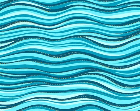 Basic Wave In Aqua Metallic By Laurel Burch For Clothworks Etsy