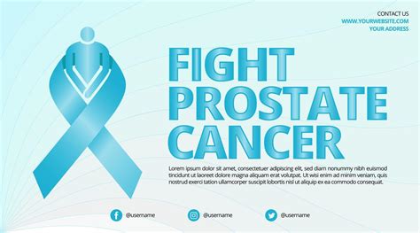 Prostate Cancer Awareness Month Banner With Blue Ribbon And Waving