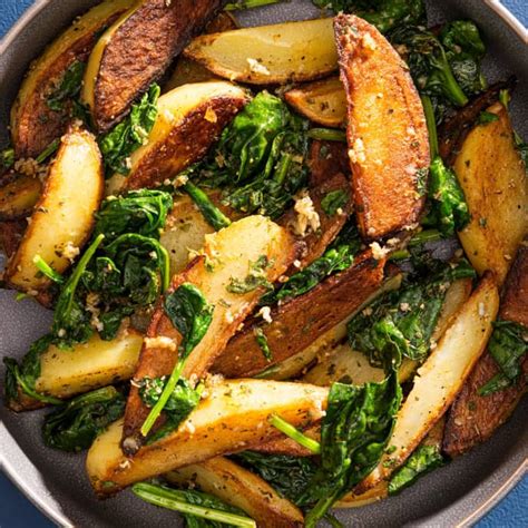 Greek Style Garlic Lemon Potatoes With Spinach And Anchovies America