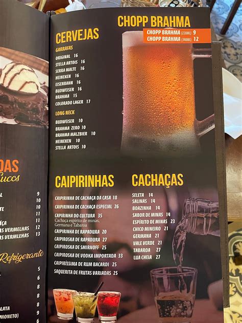 Menu Em Cultura De Minas Restaurante S O Paulo