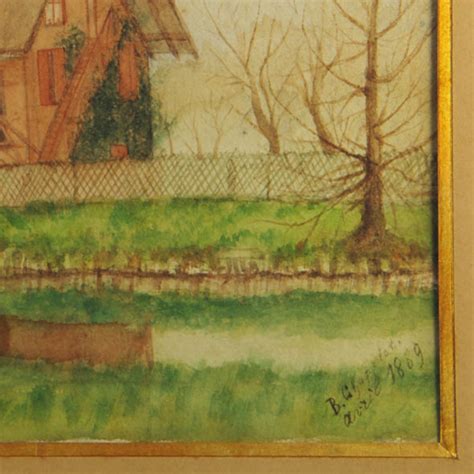 TA 60 Aquarelle XIXe L Heure Bleue Antiques