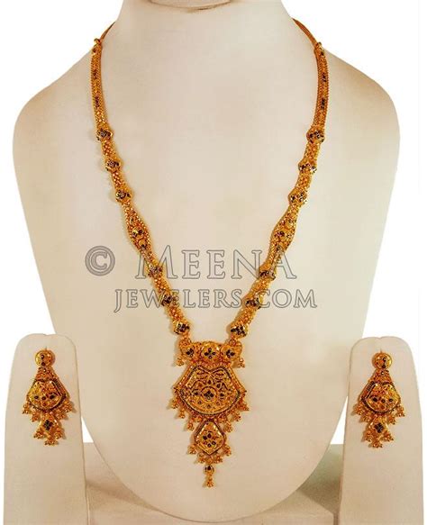 22k Gold Long Necklace Earring Set Stgo22228 22k Gold Long Necklace Earring Set Necklace Is