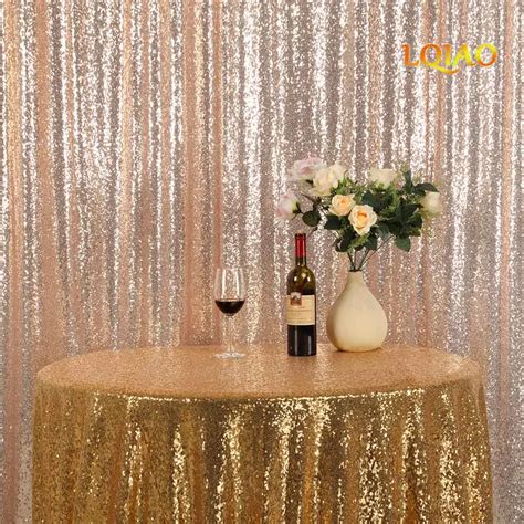 9FT*9FT Champagne Gold Shimmer Sequin Fabric Backdrop Sequin Curtains ...