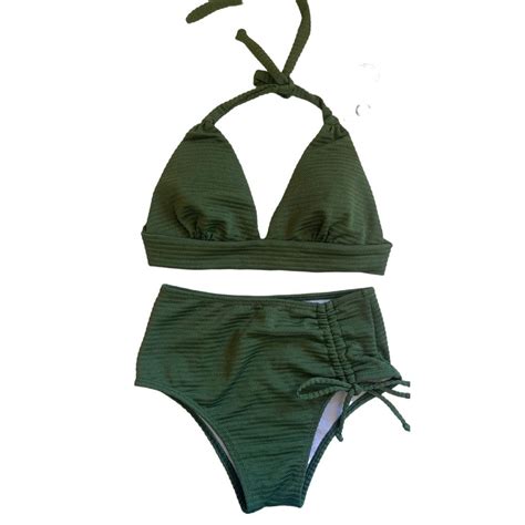 Biquini feminino moda praia calcinha larga cintura alta hot pant laço lateral te ido