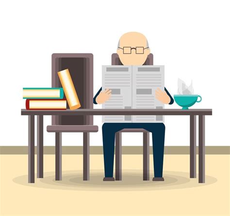 Premium Vector | Old man reading the newspaper