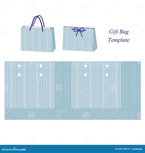 Bolso Azul Del Regalo Con Las Rayas Y Los Puntos Blancos Ilustración