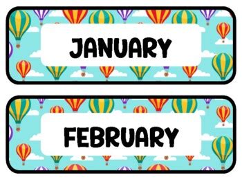 Hot Air Balloons Classroom Calendar Set By Swati Sharma Tpt