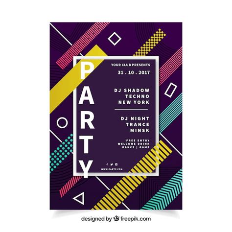 Free Vector Abstract Party Poster With Elegant Style