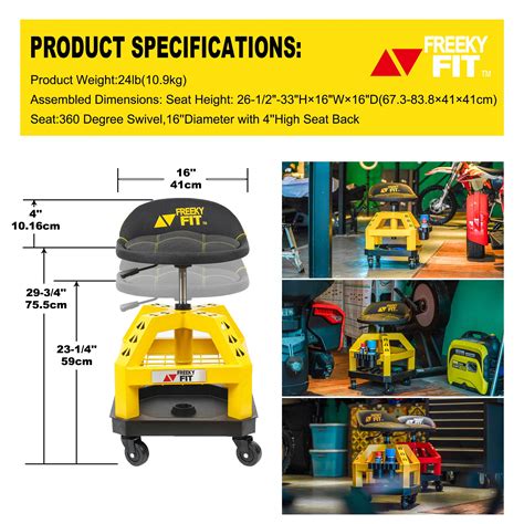 Freekyfit Rolling Shop Stool For Garage With Casters Do Adjustable