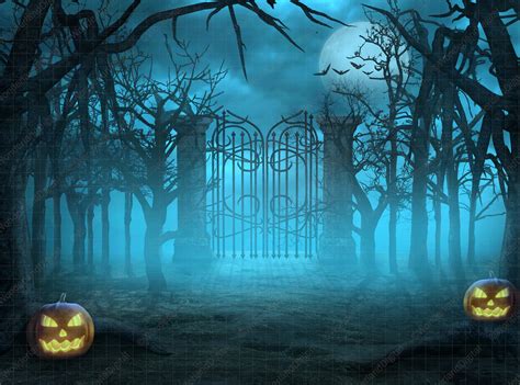 Halloween Backdrop Forest Jack O Lanterns Digital Etsy