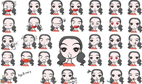 Vector Cartoon Girl Face Emoji Set Stock Illustration - Download Image ...