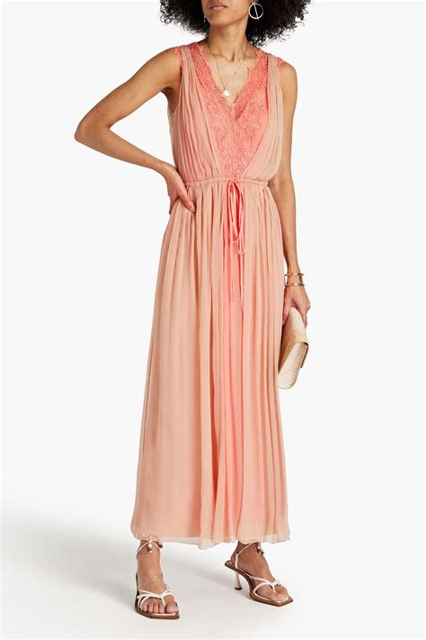 Alberta Ferretti Gathered Two Tone Silk Crepon Maxi Dress The Outnet