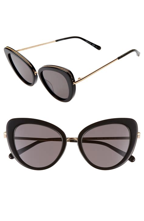 Stella Mccartney 50mm Cat Eye Sunglasses In Black Gold Smoke