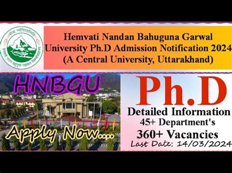 Phd Admission Notification Hemvati Nandan Bahuguna Garhwal University