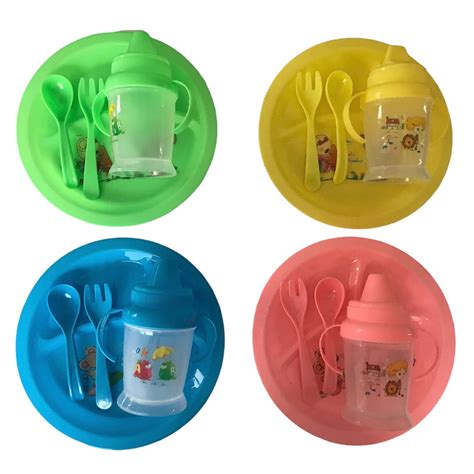 Kit Alimentação Papinha Infantil 4 Peças Colorido Prato Divisória