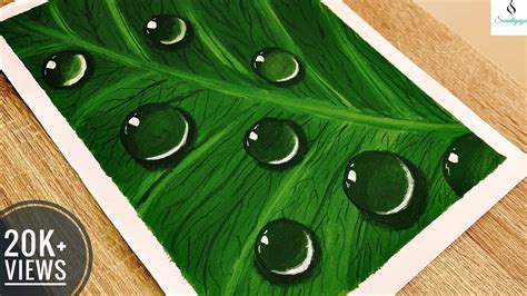 Dew Drops Acrylic Painting Of Water Droplets On Leaf Easy Tutorial