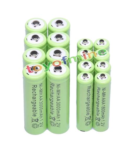 8x Aa 3000mah 8x Aaa 1800mah 1 2v Nimh Green Color Rechargeable Battery Cell 2a 3a In