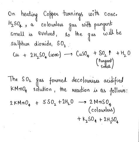 On Heating Copper Turnings With Conc H So A Colourless Gas