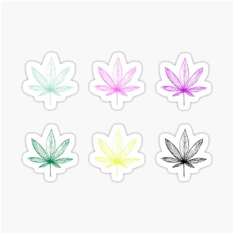 Weed Leaves Sticker Pack Smart Successful Stoner THC Leaves