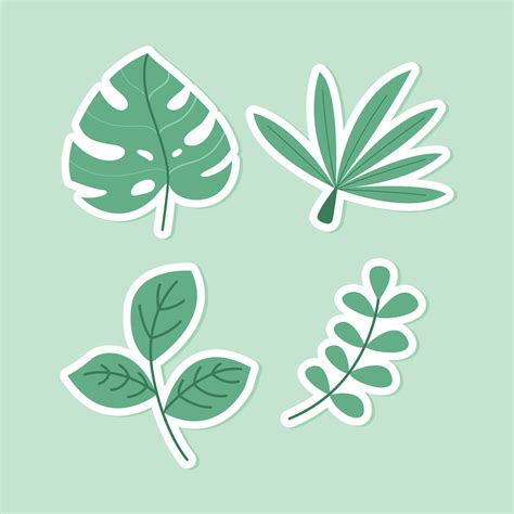 Cute Leaves Stickers Illustration 17202106 Vector Art at Vecteezy