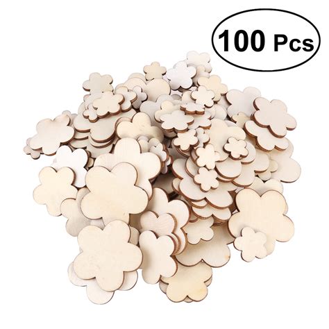 Nuolux Wood Flower Wooden Slices Tags Unfinished Shapes