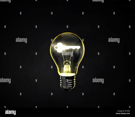 Light Bulb With Key Inside On Dark Background Stock Photo Alamy