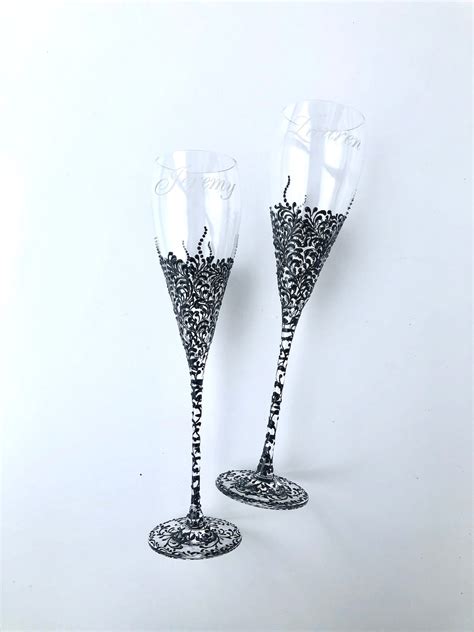 Black Champagne Flutes Halloween Glasses Halloween Flutes Etsy