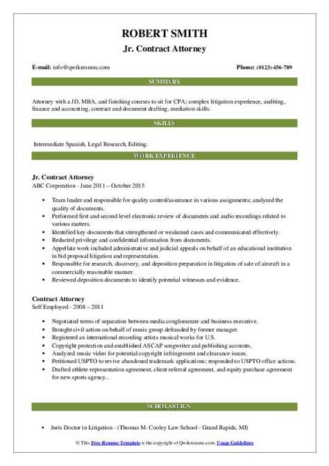 Contract Attorney Resume Samples Qwikresume