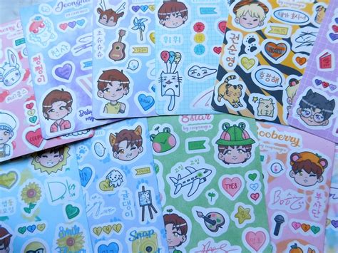 Seventeen Kpop Individual Member Sticker Sheets Etsy